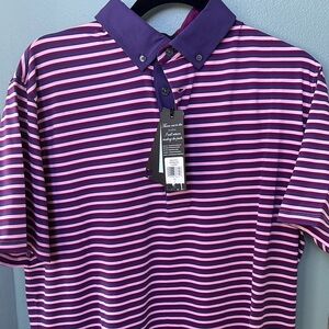 Greyson Purple and Pink Striped Polo Shirt-NWT